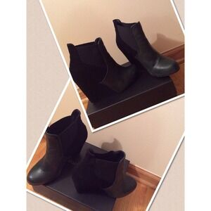 Alexandre Birman Black Suede & Leather Wedge Boots Size 9.5 – Made in Italy